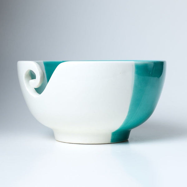 Ceramic Yarn Bowl (Aquamarine Dreams) for Knitters and Crocheters