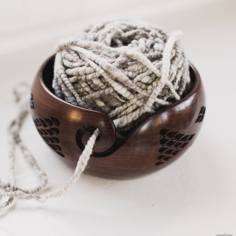 Diamond Rosewood Yarn Bowl for Knitters and Crocheters