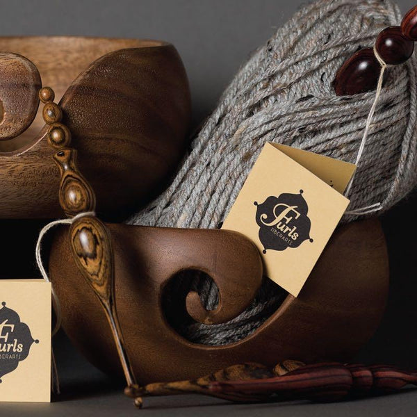 Handmade Wooden Yarn Bowls from Furls for Knitting & Crochet