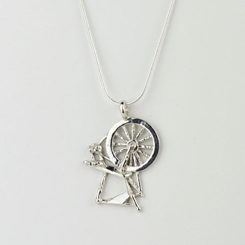 Silver Alloy Spinning Wheel Pendant